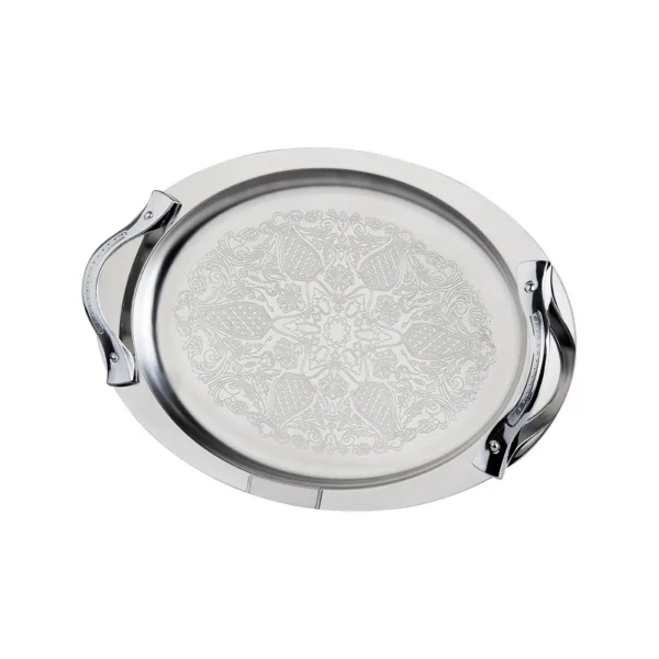 سینی تمام استیل بیضی دسته شیاری