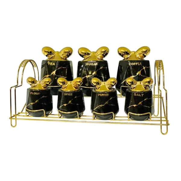 پاسماوری سرامیکی 7 پارچه ماربل مشکی طرح پاپیون magro