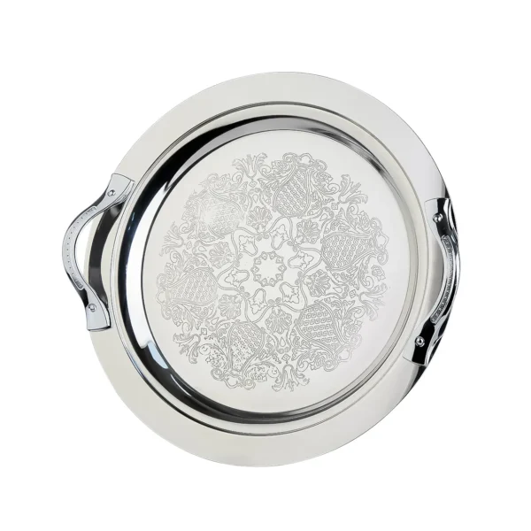 سینی استیل گرد دسته دار برند شاینی (Shiny)