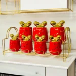 پاسماوری سرامیکی 7 پارچه ماربل قرمز طرح پاپیون magro - تصویر 2