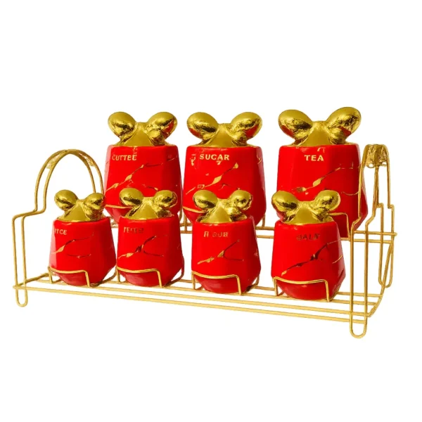 پاسماوری سرامیکی 7 پارچه ماربل قرمز طرح پاپیون magro